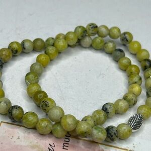 Green Jasper Beaded Bracelets (Set of 2)